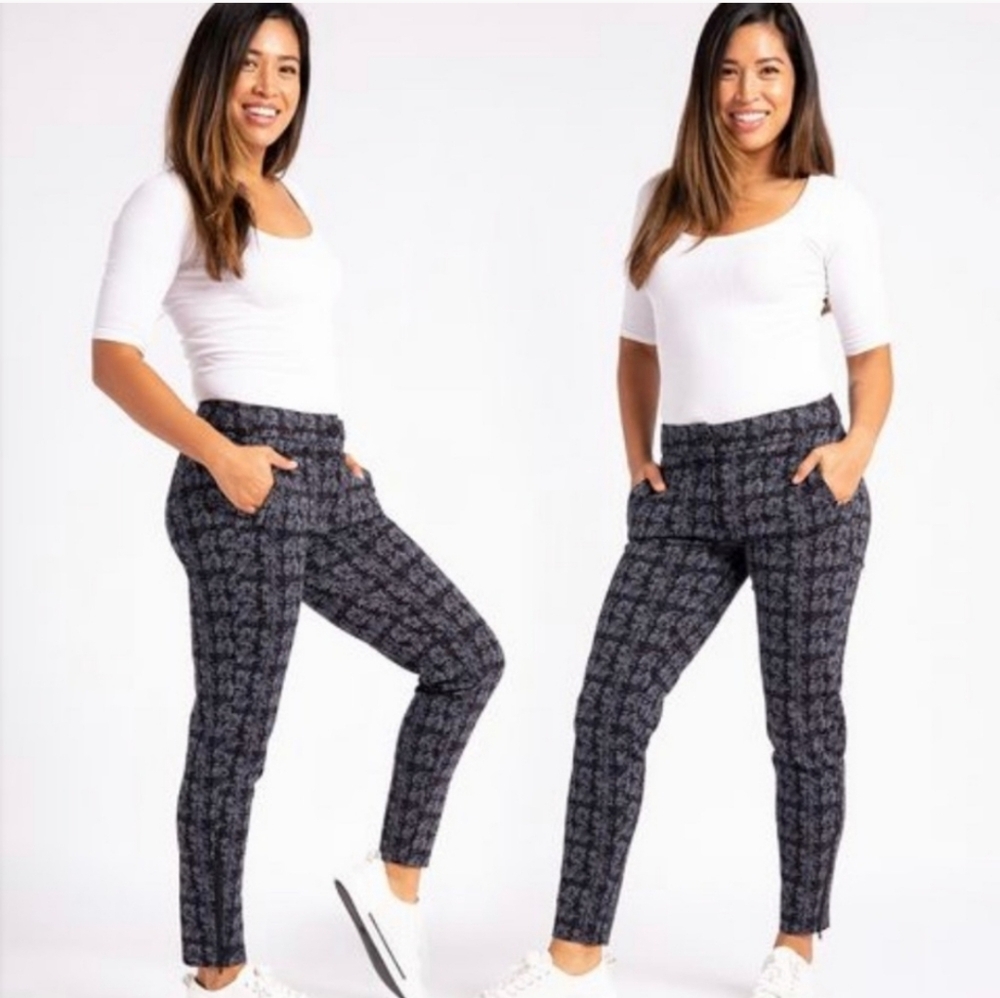 Straight Leg Patterned Women's Pants - Black/Grey